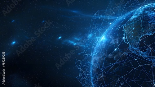Abstract Blue Earth with Glowing Connections
