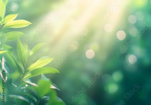 Abstract Green Background with Bokeh Light