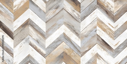Rustic Beige And White Chevron Wood Pattern