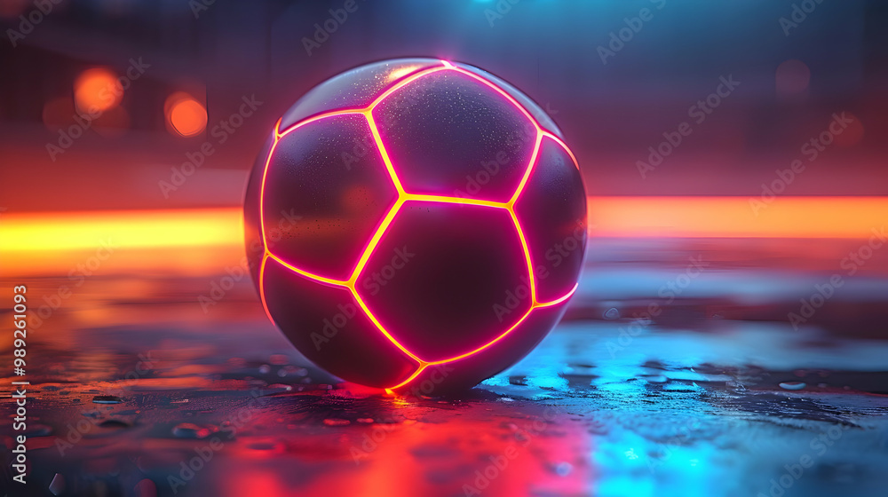 Naklejka premium Neon Glow Sphere 3D Illustration