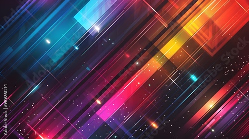 Abstract Geometric Background with Colorful Shiny Lines