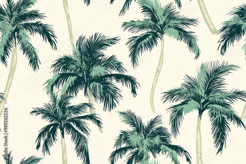 Vintage Palm Tree Pattern in vector graphic, tropical background pattern in summer botanical vibes.