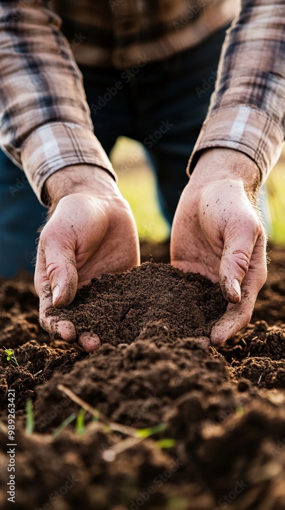 Weathered hands cradle rich, dark soil, ready for planting. A close-up view of gardening in action, showcasing the connection between human and earth. Weathered hands cradle rich, dark soil, ready for planting. A close-up view of gardening in action, showcasing the connection between human and earth.