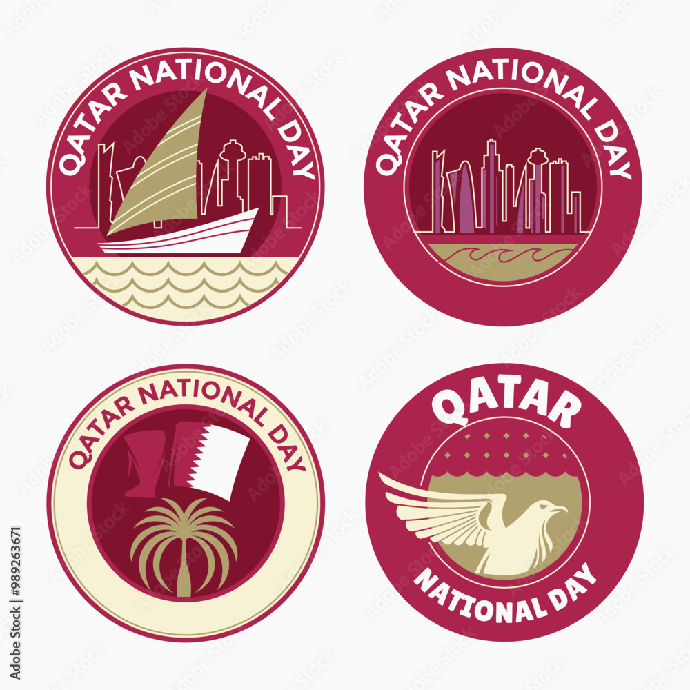 Obraz premium Set of Modern label Qatar National Day