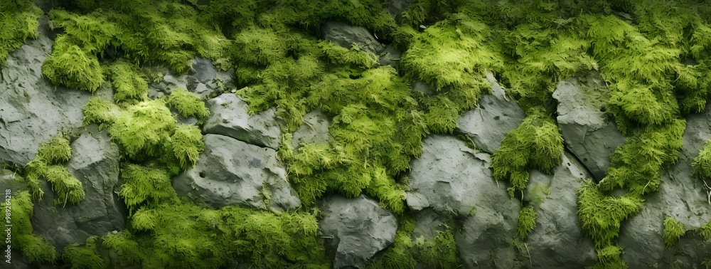 Green Moss Texture on Concrete Wall Green Moss Texture on Concrete Wall