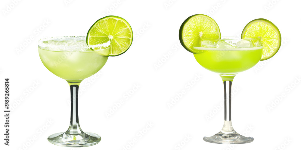 Margarita drinks with lime slices on a transparent background Margarita drinks with lime slices on a transparent background
