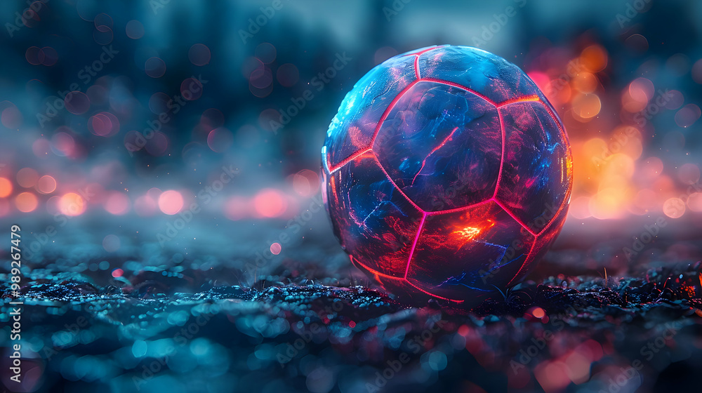 Naklejka premium Glowing Soccer Ball 3D Illustration