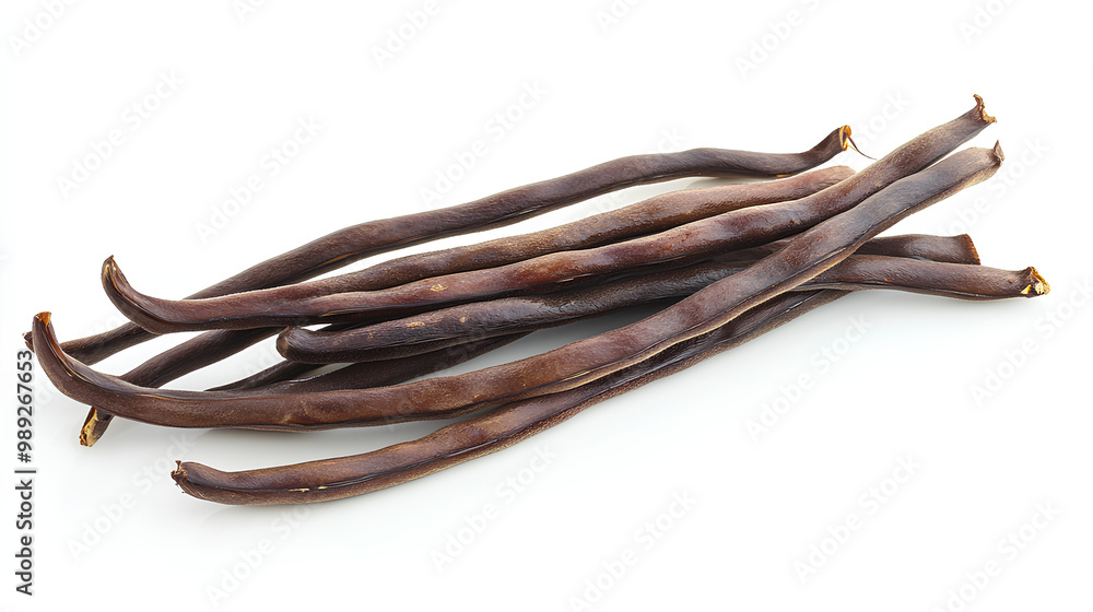 Long beans isolated on a white background. Magazine-quality image showcasing fresh bean pods, perfect for food-related content or culinary presentations. Long beans isolated on a white background. Magazine-quality image showcasing fresh bean pods, perfect for food-related content or culinary presentations.