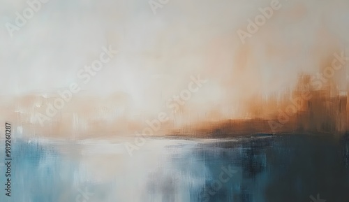 Abstract Foggy Sea Horizon Painting