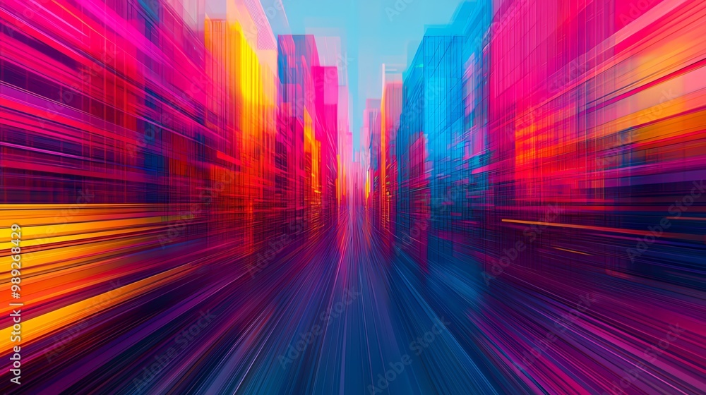 Abstract cityscape with buildings made of swirling colors, wideangle, glowing lights, dynamic and fluid forms, vibrant reflections on glass, surreal and futuristic Abstract cityscape with buildings made of swirling colors, wideangle, glowing lights, dynamic and fluid forms, vibrant reflections on glass, surreal and futuristic