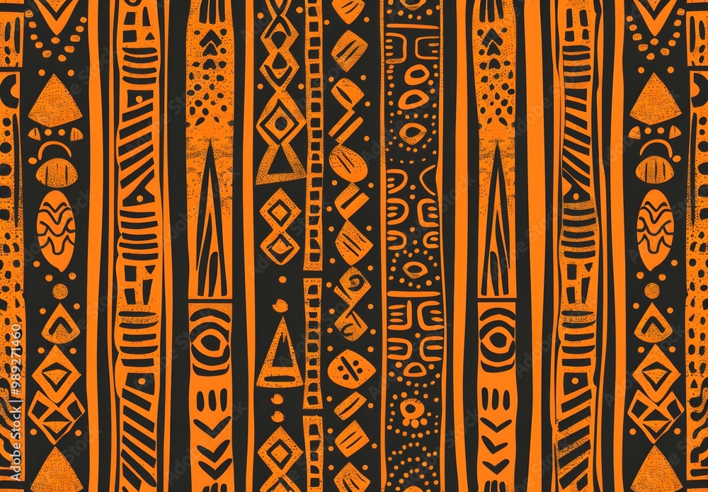 Seamless Orange African Tribal Pattern Vector Seamless Orange African Tribal Pattern Vector