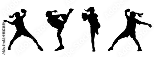 Set of silhouettes of female and male Baseball players. Different poses. Baseball icon vector. Isolated on a white background.