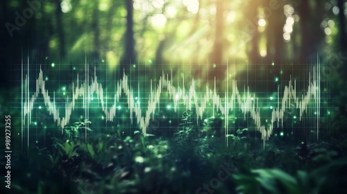 Vibrant Jungle Soundscape with Glowing Waveform