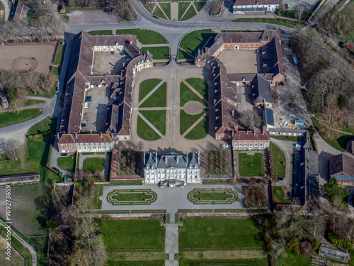 vue aérienne du Haras du Pin dans l'Orne en France