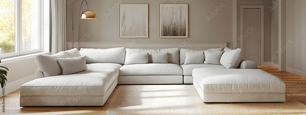 Cozy and Inviting Modern Living Room with Large Comfortable Sectional Sofa and Minimalist Stylish Decor Filled with Bright and Airy Natural Light Soothing and Peaceful Atmosphere Cozy and Inviting Modern Living Room with Large Comfortable Sectional Sofa and Minimalist Stylish Decor Filled with Bright and Airy Natural Light Soothing and Peaceful Atmosphere