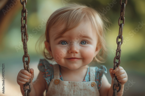 a little baby girl on a swing