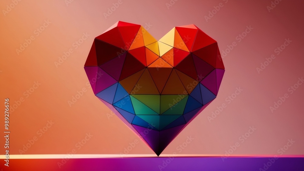 Geometric heart with rainbow colors Geometric heart with rainbow colors