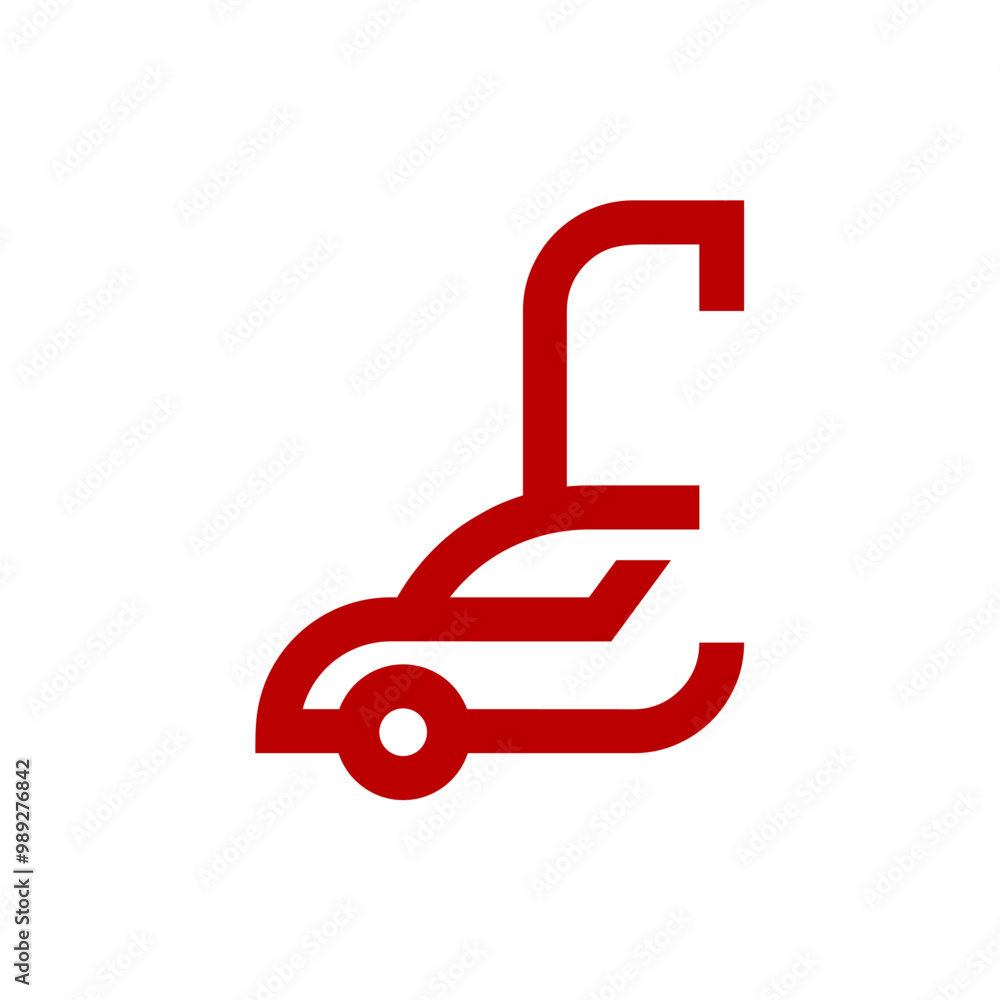 a logo combination of a letter or alphabet or number with car in red color a logo combination of a letter or alphabet or number with car in red color