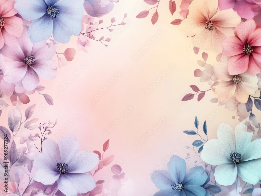 Soft pastel floral background with delicate blooms Soft pastel floral background with delicate blooms