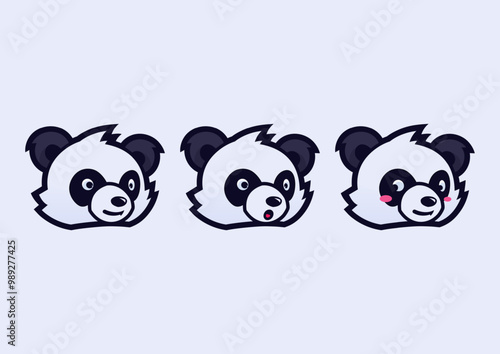 Cute panda head mascot emoticon