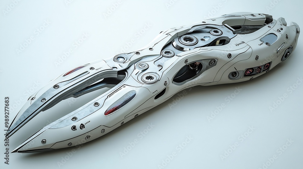 Fototapeta premium Futuristic design of needlenose pliers smart gripping technology adjustable tips adapt different wire gauges fully visible against a white plain background highlighting its precision and versatility