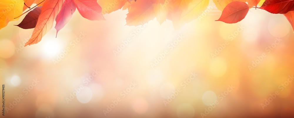 Autumn Leaves Banner Design With Bokeh Background Autumn Leaves Banner Design With Bokeh Background