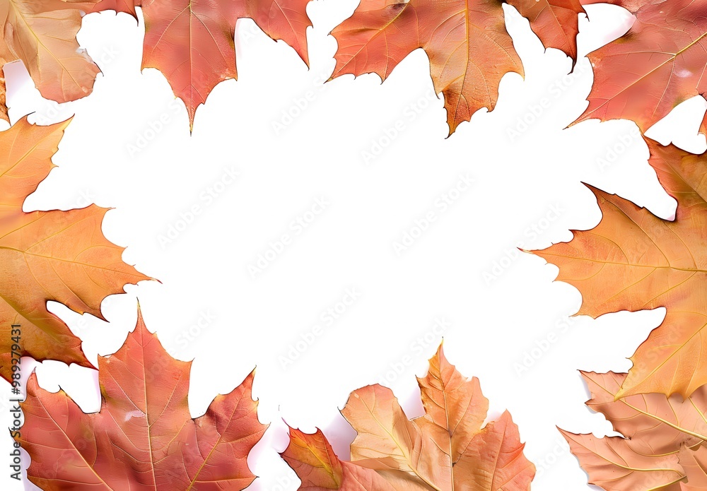 Fototapeta premium Autumn Leaves Frame with White Space for Text