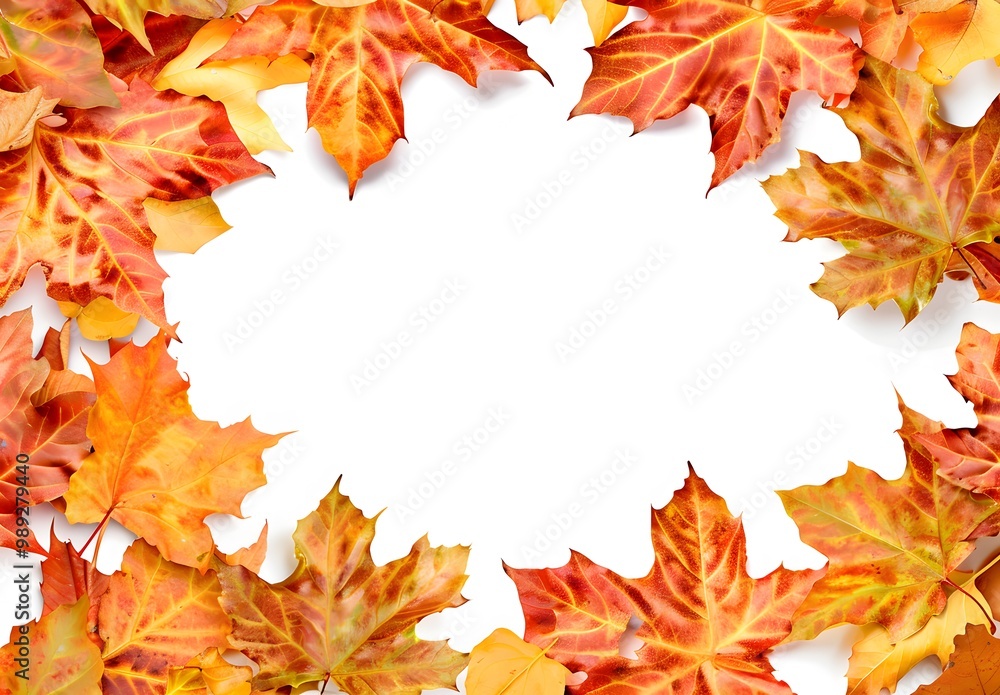 Autumn Leaves Frame with White Background Autumn Leaves Frame with White Background