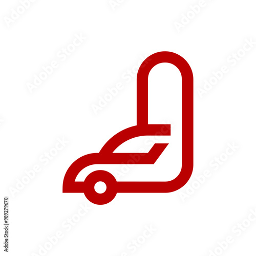 a logo combination of a letter or alphabet or number with car in red color