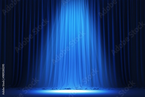 Blue curtains with spotlights or flashes photo