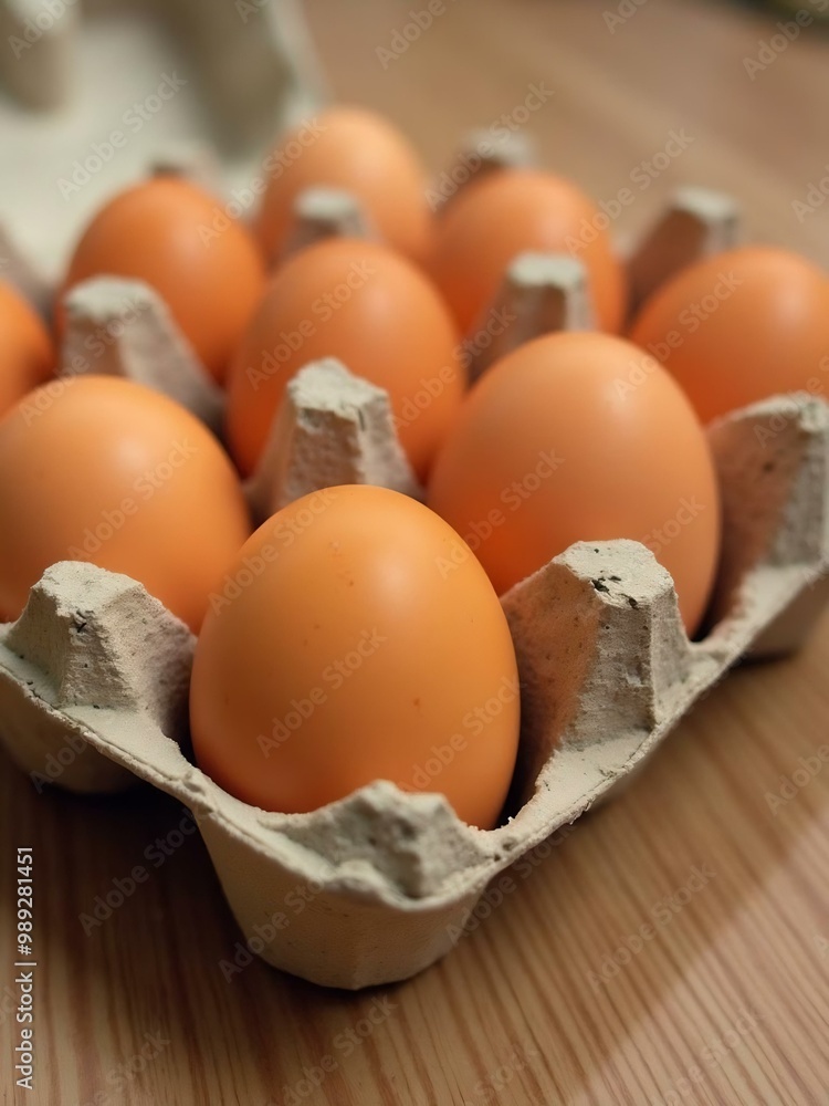 Eggs in boxes on the table, macro detail, food Eggs in boxes on the table, macro detail, food