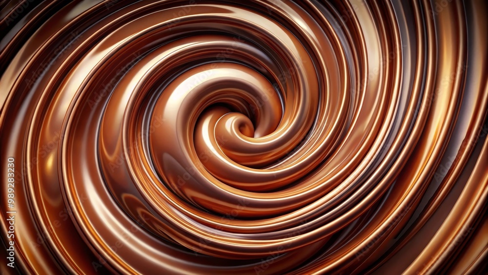 Liquid chocolate is swirling forming a delicious concentric pattern Liquid chocolate is swirling forming a delicious concentric pattern