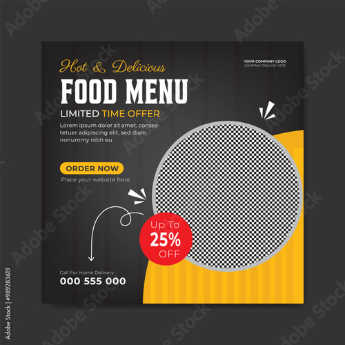 Food restaurant business marketing social media post or web banner template design