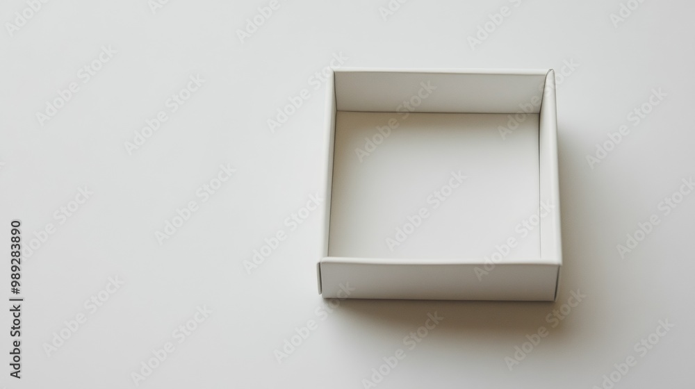 A plain white surface shows an empty jewelry box. A plain white surface shows an empty jewelry box.
