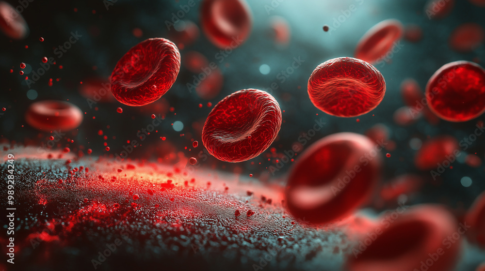Fototapeta premium Entertaining 3D illustration of blood cell movement