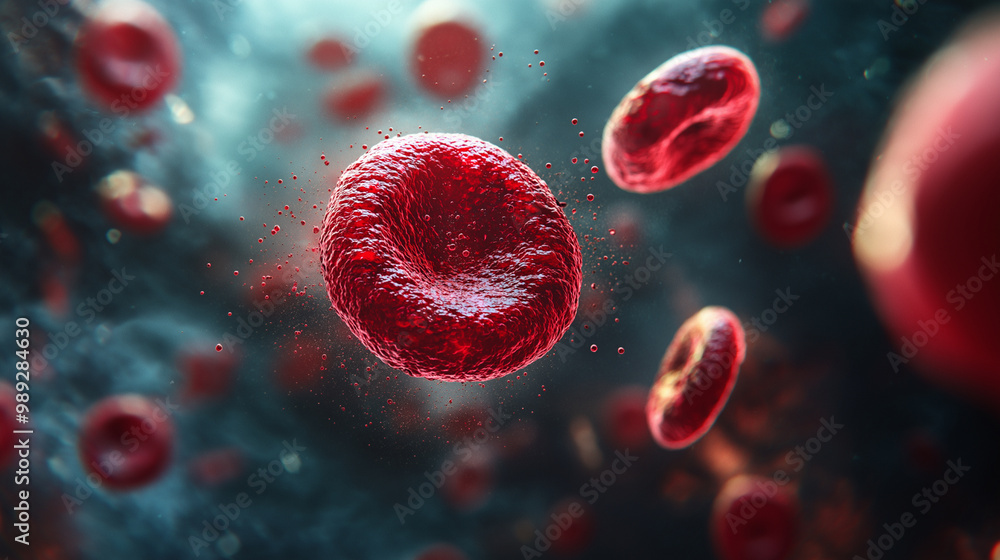 Fototapeta premium Entertaining 3D illustration of blood cell movement