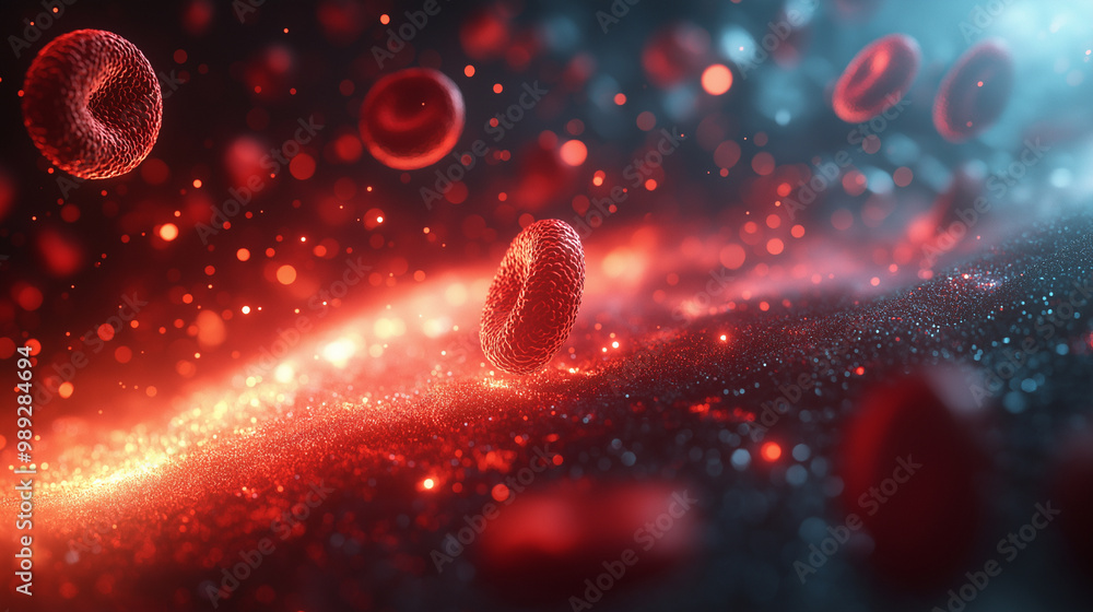 Entertaining 3D illustration of blood cell movement