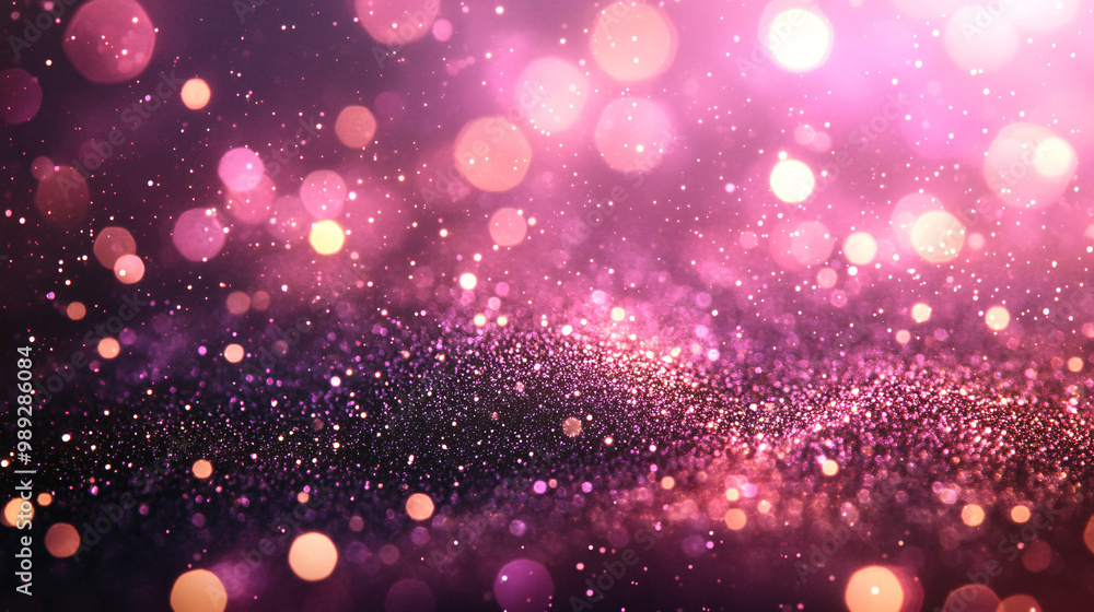 Abstract bokeh of red, pink, and purple gold glow particles on a dark background with copy space, creating a mesmerizing and dreamy visual effect Abstract bokeh of red, pink, and purple gold glow particles on a dark background with copy space, creating a mesmerizing and dreamy visual effect
