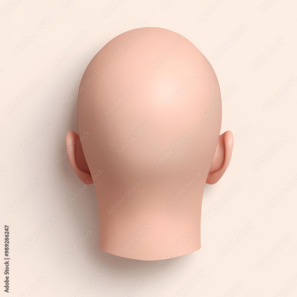 A head with no hair and no ears. The head is white and the background is white. The head is a 3D model A head with no hair and no ears. The head is white and the background is white. The head is a 3D model