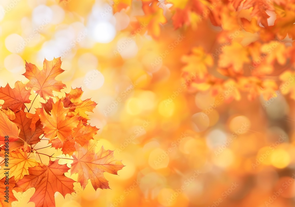 Autumn Leaves with Blurred Background - Orange and Red Colors Autumn Leaves with Blurred Background - Orange and Red Colors