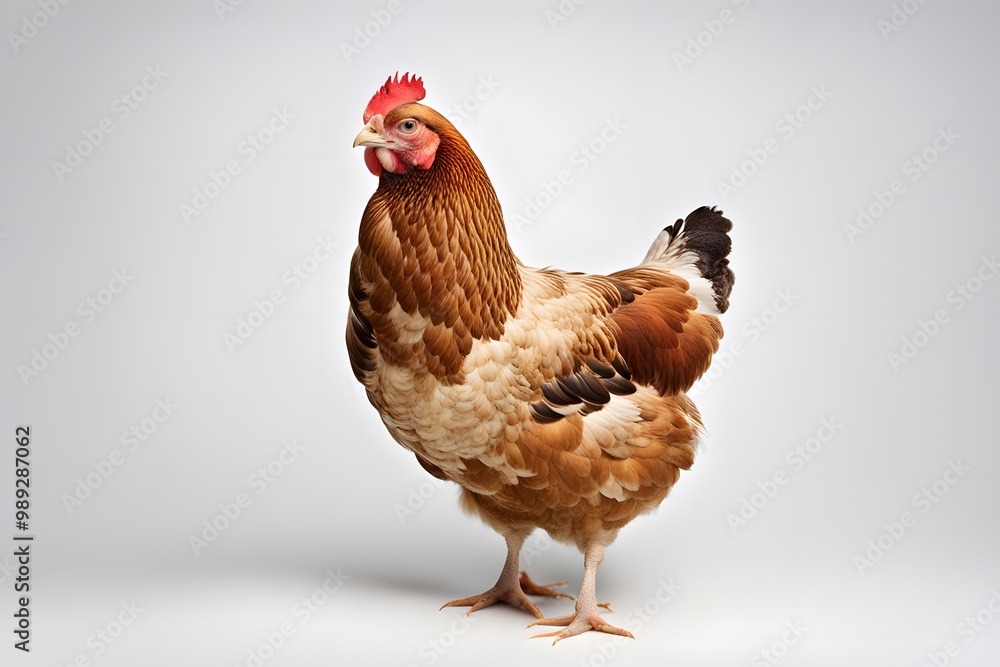 Fototapeta premium Barnevelder hen on white background, AI Generated
