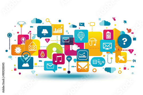 Wallpaper Mural Internet of Things concept, social icon on 3d space, business and technology concept. Social network, social media  Torontodigital.ca