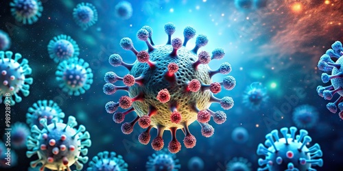 Wallpaper Mural coronavirus closeup in a blue background Torontodigital.ca