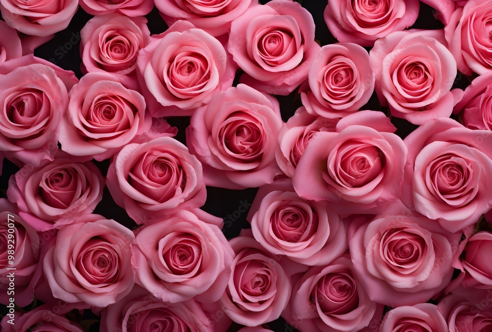Naklejka premium Pink Rose Bouquet: Close-Up, Flat Lay, Mother's Day