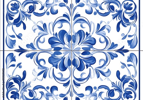 Beautiful Blue and White Spanish Tile Pattern