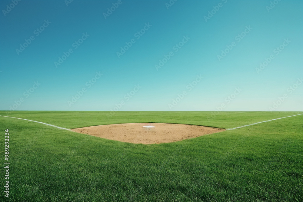 Obraz premium Baseball Field with Clean Grass and Simple Diamond