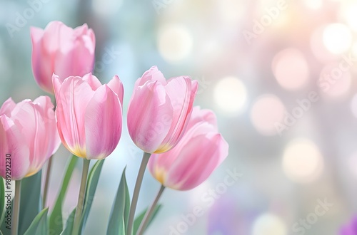 Pink Tulips Bokeh Background Spring Flowers