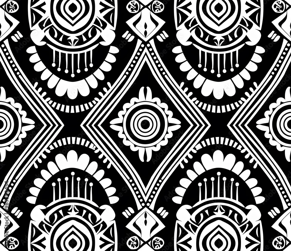 Tribal Black and White Seamless Pattern for Textile Tribal Black and White Seamless Pattern for Textile