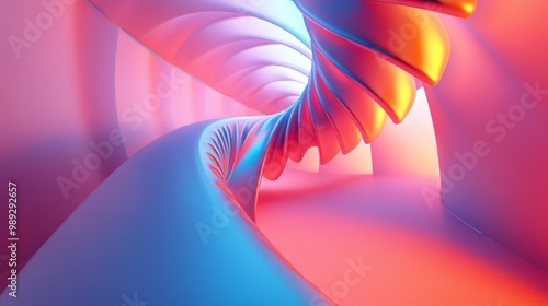 abstracted, long spiral helix isolated stretches longer in background.