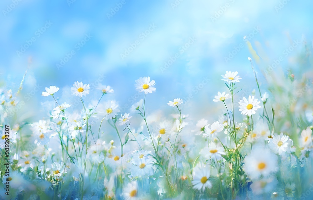 Impressionist Spring Meadow with White Wildflowers Impressionist Spring Meadow with White Wildflowers